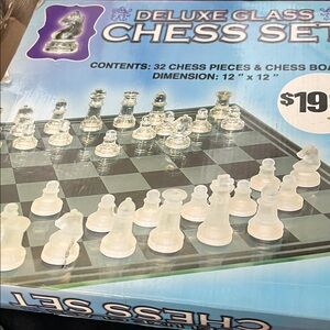 Glass Chess Set with Frosted and Clear Pieces